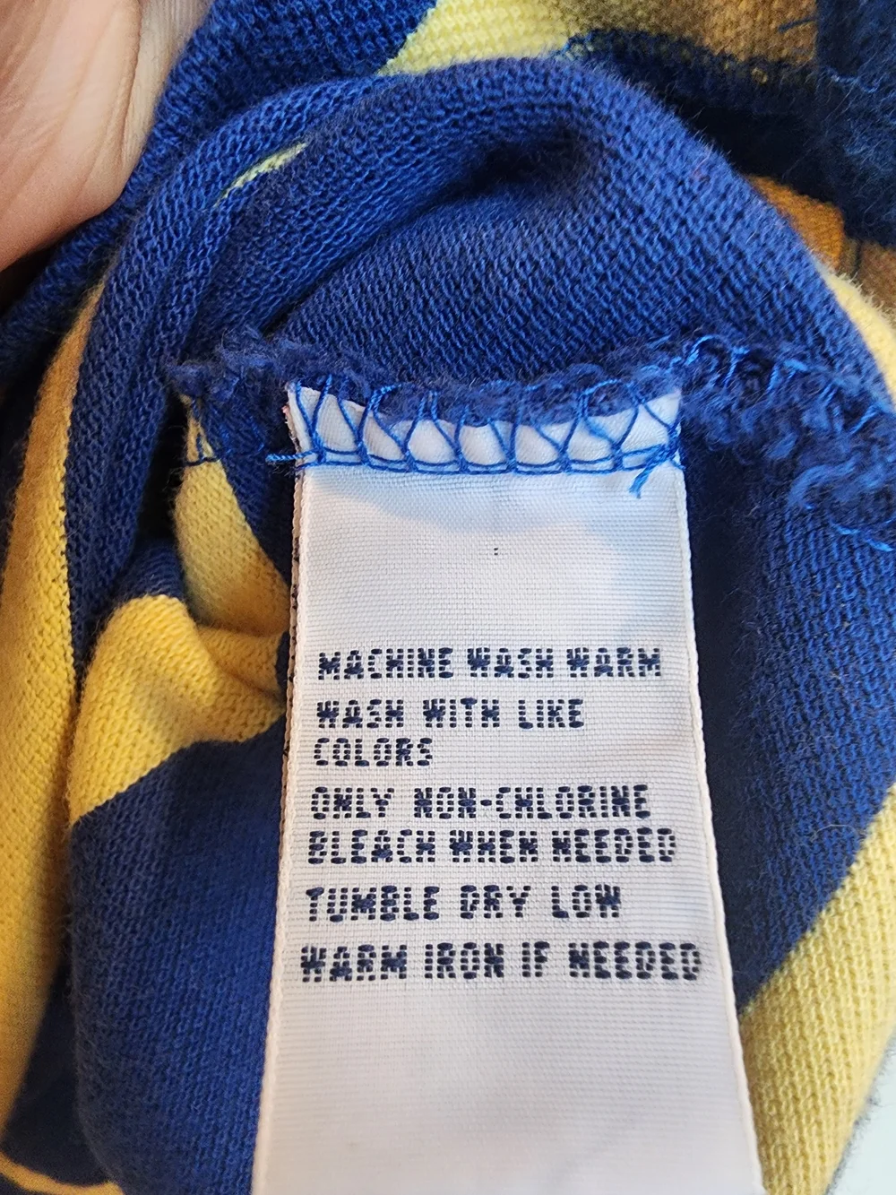 Ralph Lauren Blue Polo with Yellow Stripes and Red Logo